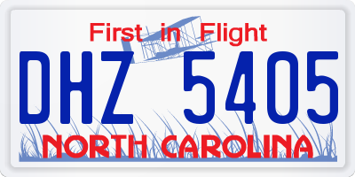 NC license plate DHZ5405