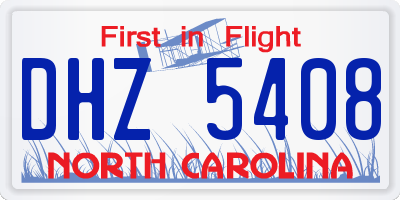 NC license plate DHZ5408