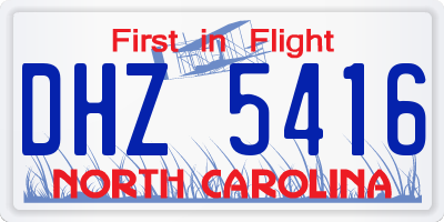 NC license plate DHZ5416