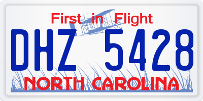 NC license plate DHZ5428