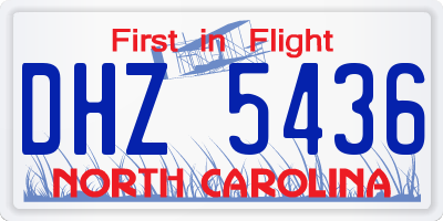 NC license plate DHZ5436