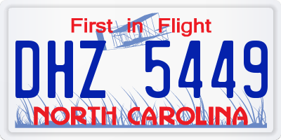 NC license plate DHZ5449