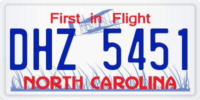 NC license plate DHZ5451
