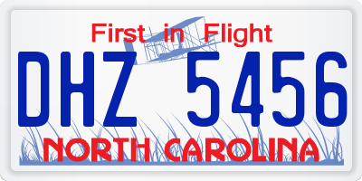 NC license plate DHZ5456