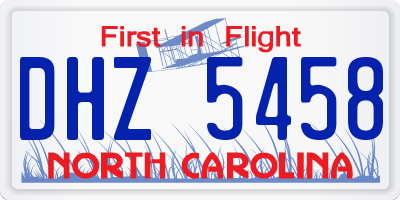 NC license plate DHZ5458