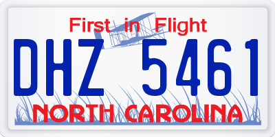 NC license plate DHZ5461