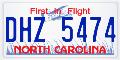 NC license plate DHZ5474