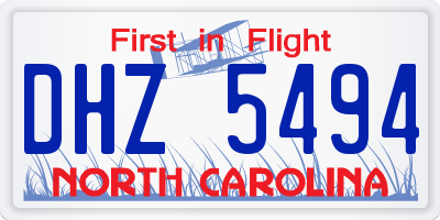 NC license plate DHZ5494