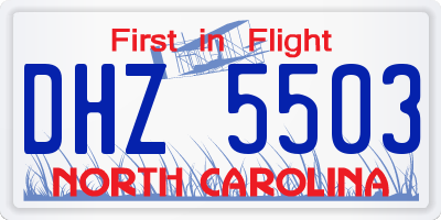 NC license plate DHZ5503