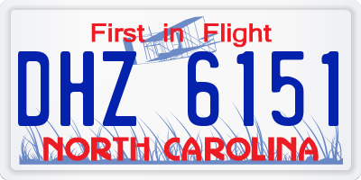NC license plate DHZ6151