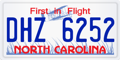 NC license plate DHZ6252