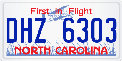 NC license plate DHZ6303