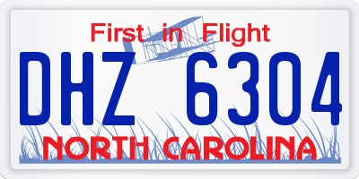 NC license plate DHZ6304