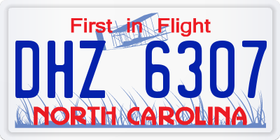 NC license plate DHZ6307