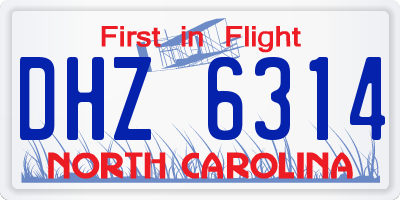 NC license plate DHZ6314