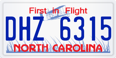 NC license plate DHZ6315