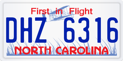 NC license plate DHZ6316