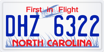 NC license plate DHZ6322