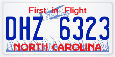 NC license plate DHZ6323