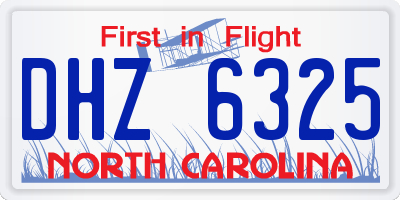 NC license plate DHZ6325