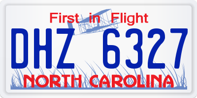 NC license plate DHZ6327