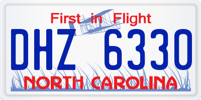 NC license plate DHZ6330
