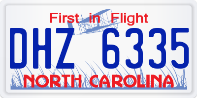 NC license plate DHZ6335