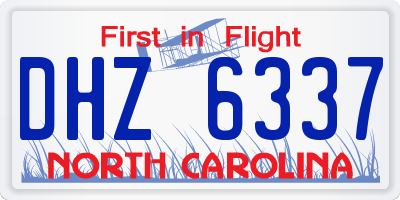 NC license plate DHZ6337