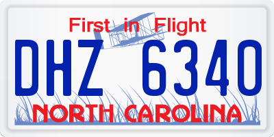NC license plate DHZ6340