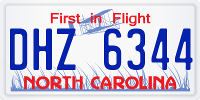 NC license plate DHZ6344