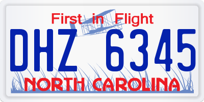 NC license plate DHZ6345
