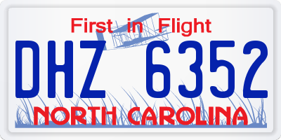 NC license plate DHZ6352