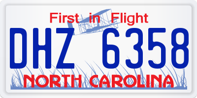 NC license plate DHZ6358