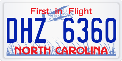 NC license plate DHZ6360