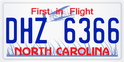 NC license plate DHZ6366