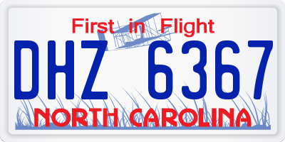 NC license plate DHZ6367