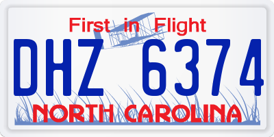 NC license plate DHZ6374