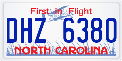 NC license plate DHZ6380