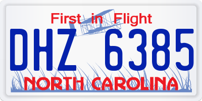 NC license plate DHZ6385