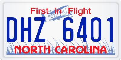 NC license plate DHZ6401