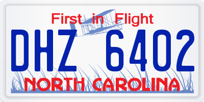 NC license plate DHZ6402
