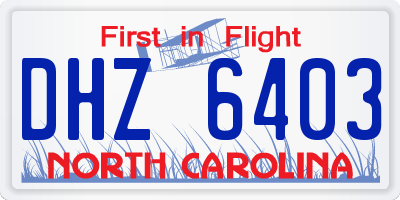 NC license plate DHZ6403