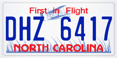 NC license plate DHZ6417