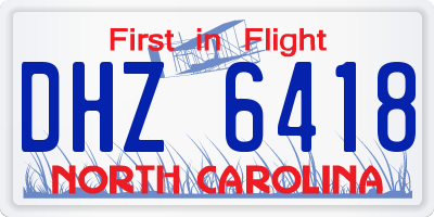 NC license plate DHZ6418