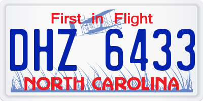 NC license plate DHZ6433