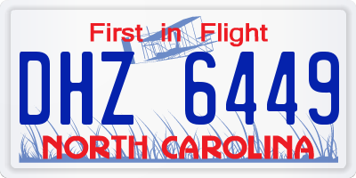 NC license plate DHZ6449