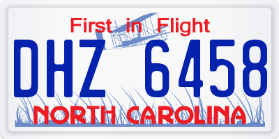 NC license plate DHZ6458