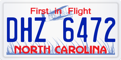 NC license plate DHZ6472