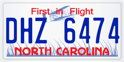 NC license plate DHZ6474