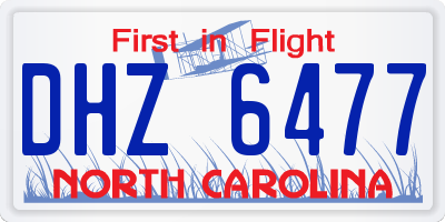 NC license plate DHZ6477